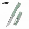 Couteau Kubey Akino Jade Manche G10 Lame Acier Sandvik 14C28N Bead Blasted IKBS Linelock Clip KUB2102B - Livraison Gratuite