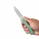Couteau Kubey Akino Jade Manche G10 Lame Acier Sandvik 14C28N Bead Blasted IKBS Linelock Clip KUB2102B - Livraison Gratuite