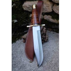 Couteau Bowie Crocodile Dundee Hunter Acier Carbone 1055 Manche Cuir Etui Cuir Fabrication Artisanale - Livraison Gratuite