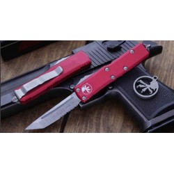 Couteau Microtech 233-11RD UTX-85 AUTO OTF Lame Tanto Serrated Acier Premium Red Made USA MCT23311RD - Livraison Gratuite