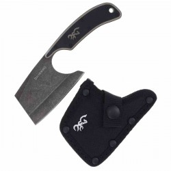 Couteau Couperet Browning Cutoff Camp Cleaver Lame Acier 9Cr14MoV Blackwash Manche Black/Tan G10 BR0322B - Livraison Gratuite