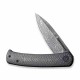 Couteau Civivi Caetus Damas Manche Fibre de Carbone IKBS Linerlock Clip C21025CDS1 - Livraison Gratuite