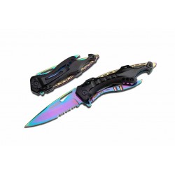 Couteau Tac Force Rainbow Multi Fonctions A/O Lame Acier Inox Manche Black Alum Linerlock TF705RB - Livraison Gratuite