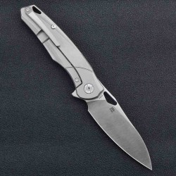 Couteau Kunwu Knives Zen Lame Acier Elmax Manche Gray Titane IKBS Clip Framelock KUNK704 - Livraison Gratuite