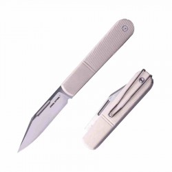 Couteau Real Steel Barlow RB-5 Ivory Manche G10 Lame Clip Point Acier N690 Slip Joint Clip RS8022I - Livraison Gratuite