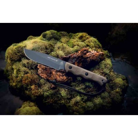 Couteau TOPS Spirit Hunter X3 1095 Carbon Tungsten Blade Green Micarta Handles Leather Sheath USA TPSHR03 - Livraison Gratuite