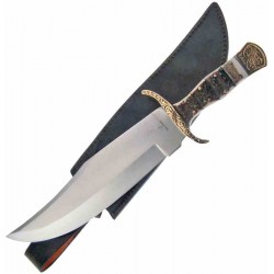 Couteau Poignard Frost Cutlery Bowie Stacked Stag Manche Os Cerfé Lame Acier Inox Etui Cuir FWT194 - Livraison Gratuite