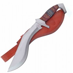 Couteau Kukkri Frost Cutlery Red River Manche Bois Lame Acier Inox Etui Cuir FCW650DW - Livraison Gratuite