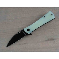 Couteau Finch SHIV Ghost Green Lame Acier 14C28N Black Wharncliffe Manche G10 IKBS Clip Titane FKCSV003 - Livraison Gratuite