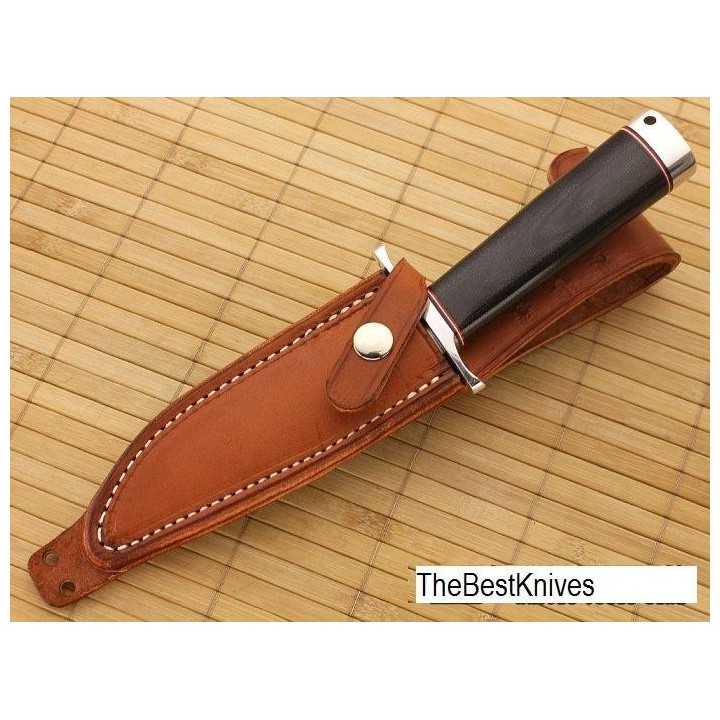 Couteau Blackjack Model 5 Black Acier A2 Manche Micarta Etui Cuir Made In USA BCB5BM - Livraison Gratuite