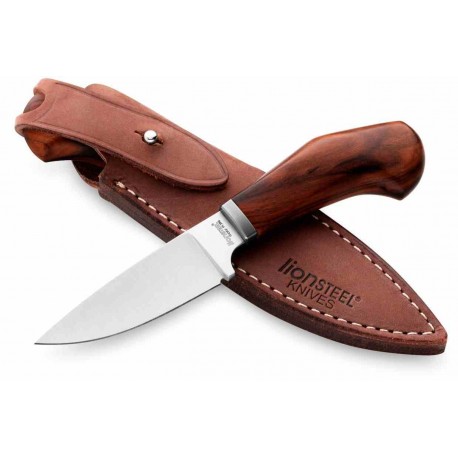 Couteau LionSteel Willy Santos Wood Lame Acier M390 Manche Santos Wood Etui Cuir Italy LSTWL1ST - Livraison Gratuite