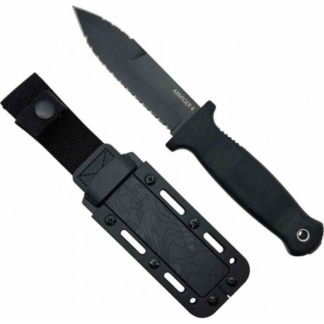 Couteau Demko Armiger 4 Lame Acier 80CrV2 Spear Point Serrated Manche Polymère Etui Kydex DEM09650 - Livraison Gratuite