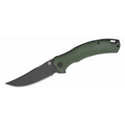 Couteau QSP Walrus Green Lame Acier D2 BLK Upswept Manche Micarta IKBS Linerlock Clip QS151C2 - Livraison Gratuite