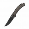 Couteau QSP Walrus Dark Brown Lame Acier D2 BLK Upswept Manche Micarta IKBS Linerlock Clip QS151B2 - Livraison Gratuite