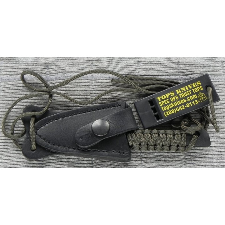 Couteau Tops Mini Hoffman Harpoon Acier Carbone 1095 Manche Paracorde Etui Cuir Made In USA TPHOFHARMINI - Livraison Gratuite