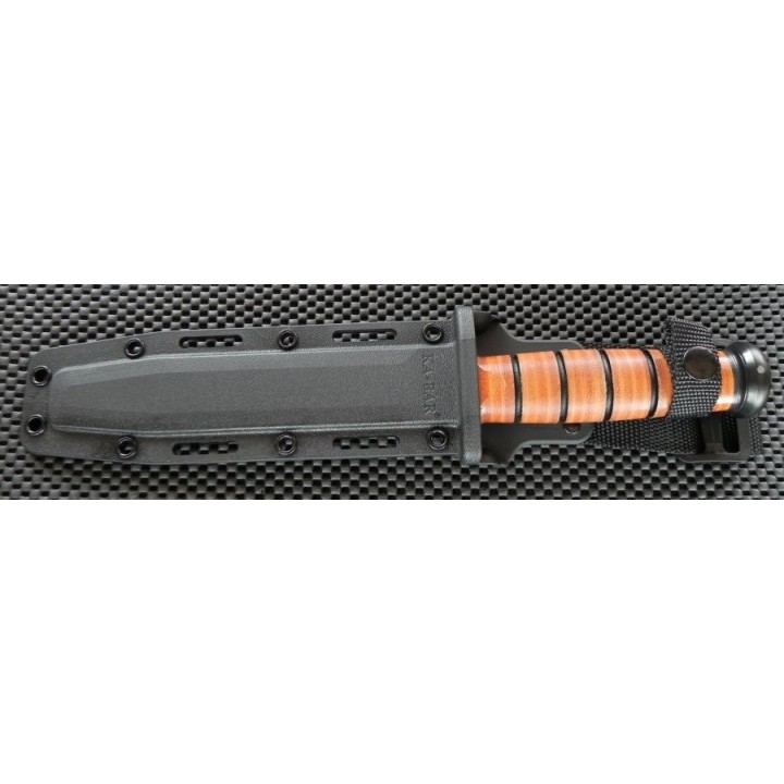 Couteau Ka Bar US Army Fighting Knife Acier Carbone 1095 Manche Cuir Etui Kydex Made In USA KA5020 - Livraison Gratuite