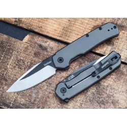 Couteau Kershaw Thermal A/O Gray Lame Acier 8Cr13MoV Manche Acier Gray Clip Framelock KS1411 - Livraison Gratuite