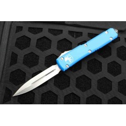 Couteau Microtech 122-4BL OTF Auto Ultratech D/E Lame Acier Premium Dague Manche Alu Blue USA MCT1224BL - Livraison Gratuite