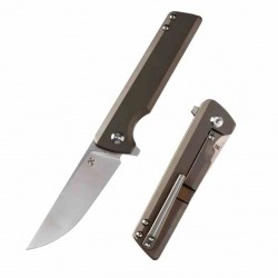 Couteau Kansept Anomaly Bronze Manche Titane Lame Acier CPM-S35VN Kwaiken FrameLock IKBS Clip K2038A1 - Livraison Gratuite