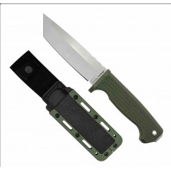 Couteau Demko FREEREIGN Tanto Green Lame Acier AUS-10A Satin Manche TPE Etui Kydex DEM09621 - Livraison Gratuite