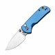 Couteau CJRB Cutlery Mica Blue Lame Acier AR-RPM9 Satin Manche Aluminum Button Lock IKBS Clip J1934BU - Livraison Gratuite