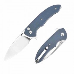 Couteau CJRB Space Cowboy Blue Lame Acier AR-RPM9 Satin Manche G10 Button Lock IKBS Clip J1930GY - Livraison Gratuite