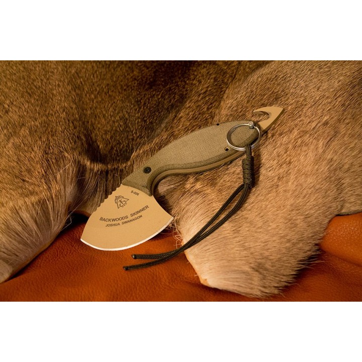 Couteau TOPS Backwoods Skinner Acier 1095 Manche Micarta + Bonus Guthook Etui Cuir Made In USA TPSKIN01 - Livraison Gratuite