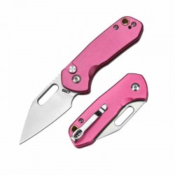 Couteau CJRB Mini Pyrite Pink Wharncliffe Lame Acier AR-RPM9 Sand Polished Button Lock IKBS Clip J1933PK - Livraison Gratuite