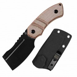 Couteau Kansept Korvid S Lame Acier 14C28N Black Cleaver Manche Brown Micarta Etui Kydex KG2030A4 - Livraison Gratuite