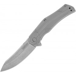 Couteau Kershaw Husker A/O Lame Acier 8Cr13MoV Manche Acier Framelock Clip KS1380 - Livraison Gratuite