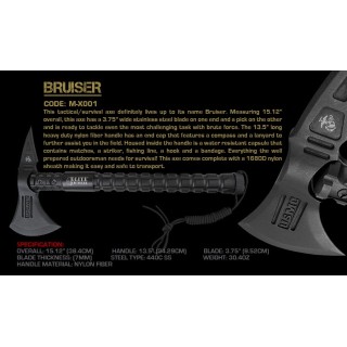 Hache Tomahawk USMC Elite Tactical Axe BRUISER Acier 440C Manche FRN USMX001 - Livraison Gratuite