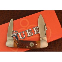 Couteau Queen Cutlery Canoe Manche Os Marron 2 Lame Acier Inox Slip Joint QN013 - Livraison Gratuite