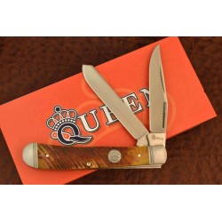 Couteau Queen Cutlery Trapper Manche Os Marron 2 Lame Acier Inox Slip Joint QN015 - Livraison Gratuite