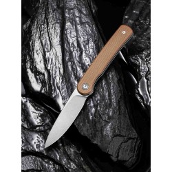 Couteau Civivi Stylum Brown Lame Acier 10Cr15CoMoV Manche Micarta IKBS Slip Joint CIVC20010BA - Livraison Gratuite