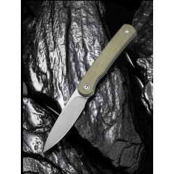 Couteau Civivi Stylum Olive Lame Acier 10Cr15CoMoV Manche Micarta IKBS Slip Joint CIVC20010BB - Livraison Gratuite