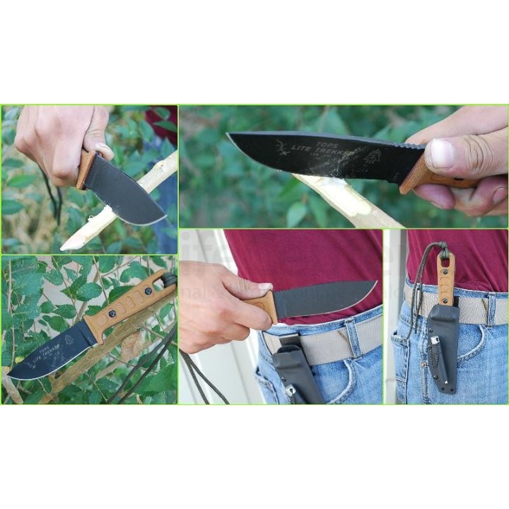 Couteau de Survie Tops Lite Trekker Survival 1095 Manche Micarta Firestarter TPTLT01T - Livraison Gratuite