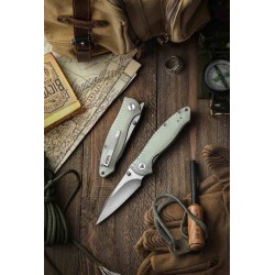 Couteau Trivisa Delphinus Jade Manche G10 Lame Acier 14C28N IKBS Linerlock Clip TVTY13G14 - Livraison Gratuite