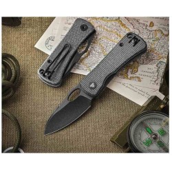 Couteau Trivisa Andromeda Black Manche Micarta Lame Acier 14C28N Blk IKBS Linerlock Clip TVTY18BM14 - Livraison Gratuite