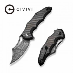 Couteau CIVIVI Chiro Black Manche G10/Carbon Fiber Lame Acier Damas Clip Point IKBS Clip CIVC23046DS1 - Livraison Gratuite