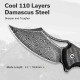 Couteau CIVIVI Chiro Black Manche G10/Carbon Fiber Lame Acier Damas Clip Point IKBS Clip CIVC23046DS1 - Livraison Gratuite