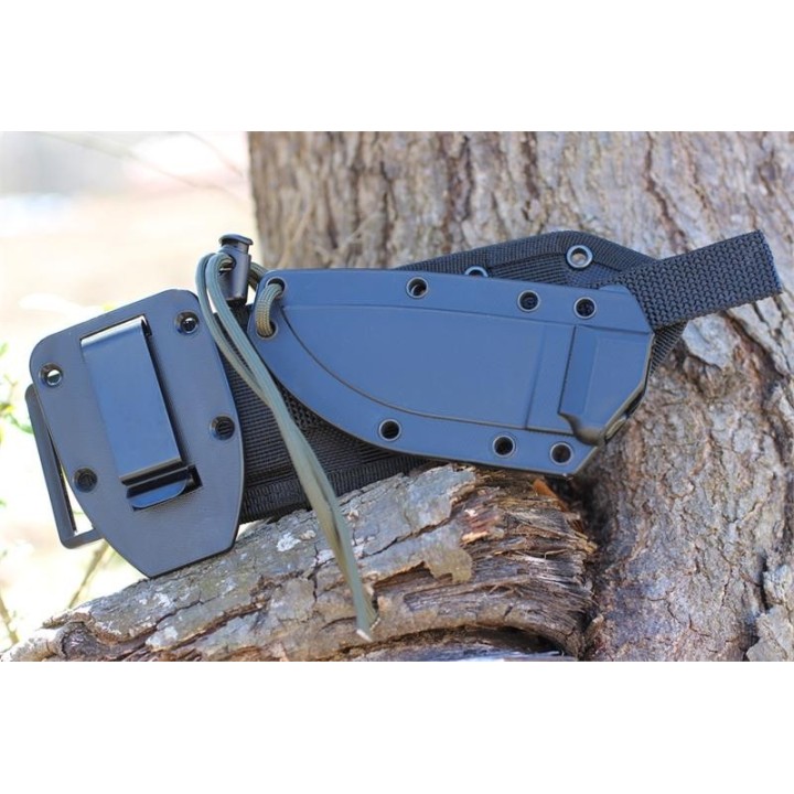 Couteau ESEE Model 3 Black Acier Carbone 1095 Manche G-10 Noir Etui Kydex + Molle Made USA ES3MILPBLK - Livraison Gratuite