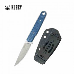 Couteau Kubey JL Fixie Blue Manche Micarta Lame Beadblast Acier 14C28N Etui Kydex KUB356B - Livraison Gratuite