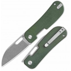 Couteau QSP Variant PE Green Manche Micarta Lame Acier 14C28N SW Sheepsfoot IKBS Linerlock Clip QS154D - Livraison Gratuite