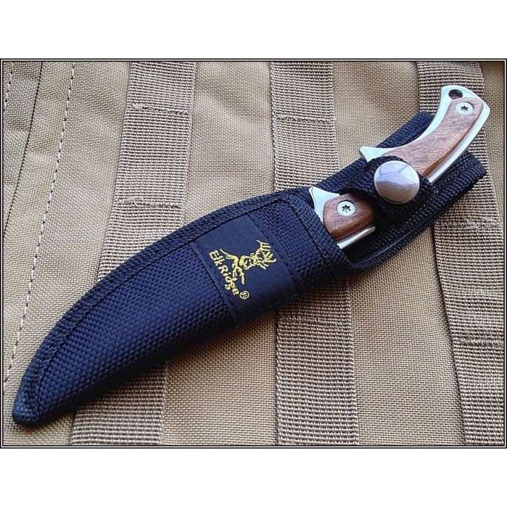 Couteau Elk Ridge Upswept Hunter Acier 440 Manche Bois ER534 - Livraison Gratuite