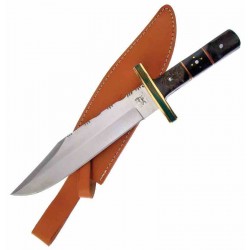 Couteau Frost Cutlery Trophy Stag Bowie Lame Acier Inox Manche Corne/Bois Manche Bois Etui Cuir FTS156 - Livraison Gratuite