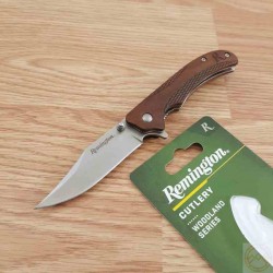 R15662 Couteau Remington Woodland Linerlock Lame Acier 440 Manche Bois Clip - Livraison Gratuite