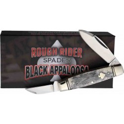 RR2488 Couteau Rough Ryder Black Appaloosa Senator 2 Lames Acier 440 Manche Os - Livraison Gratuite