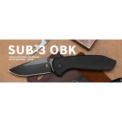 Couteau Kizer Sub-3 Clutch Lock Black Lame Acier 154CM Drop Point Manche Aluminium IKBS Clip KIV3650C1 - Livraison Gratuite