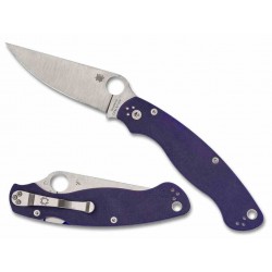 Couteau Spyderco Military 2.0 Dark Blue Lame Acier CPM-S110V Satin Manche G10 Clip Made USA SC36GPDBL2 - Livraison Gratuite