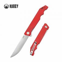 Couteau Kubey Pylades Red Manche G10 Lame Acier AUS-10 Satin IKBS Linerlock Clip KUB253F - Livraison Gratuite